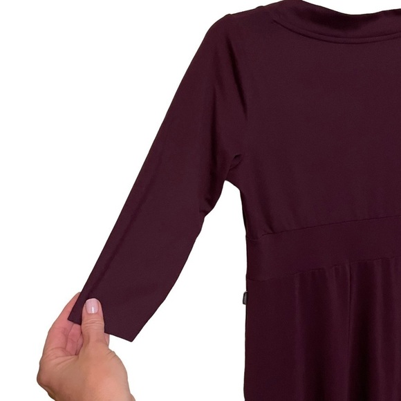 Eddie Bauer Travex Dress Purple Knit Flare V Neck 3/4 Sleeve Size S - Picture 4 of 10